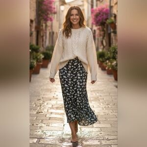 🫰🏼Lauren Ralph Lauren Silk Maxi Skirt Navy Dark Floral